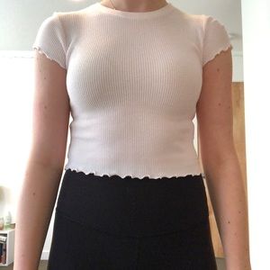 Brandy Melville lettuce cut tee